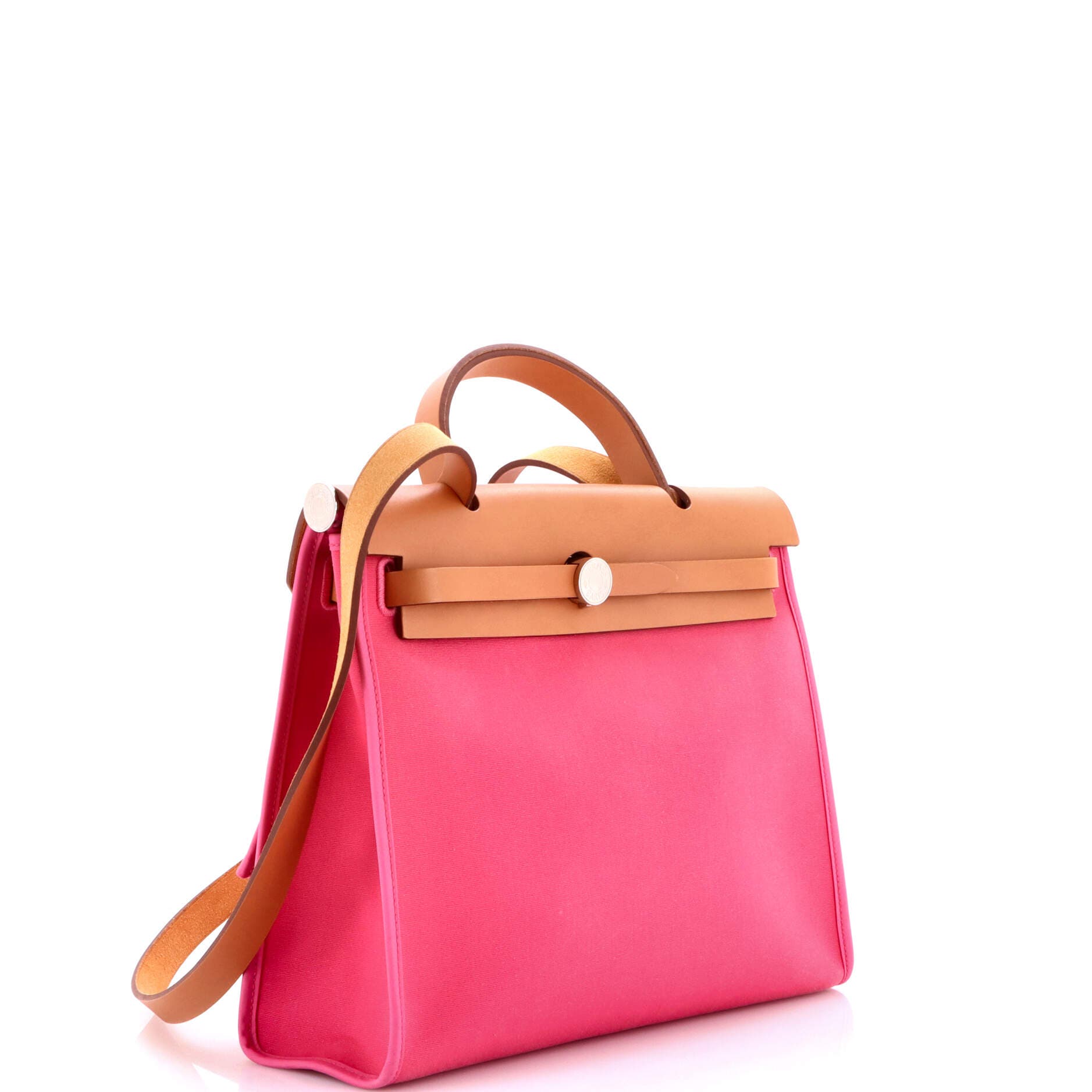 Pre-Owned Hermes Herbag Zip Leather and Toile 31, Alternate, color, Fuchsia
