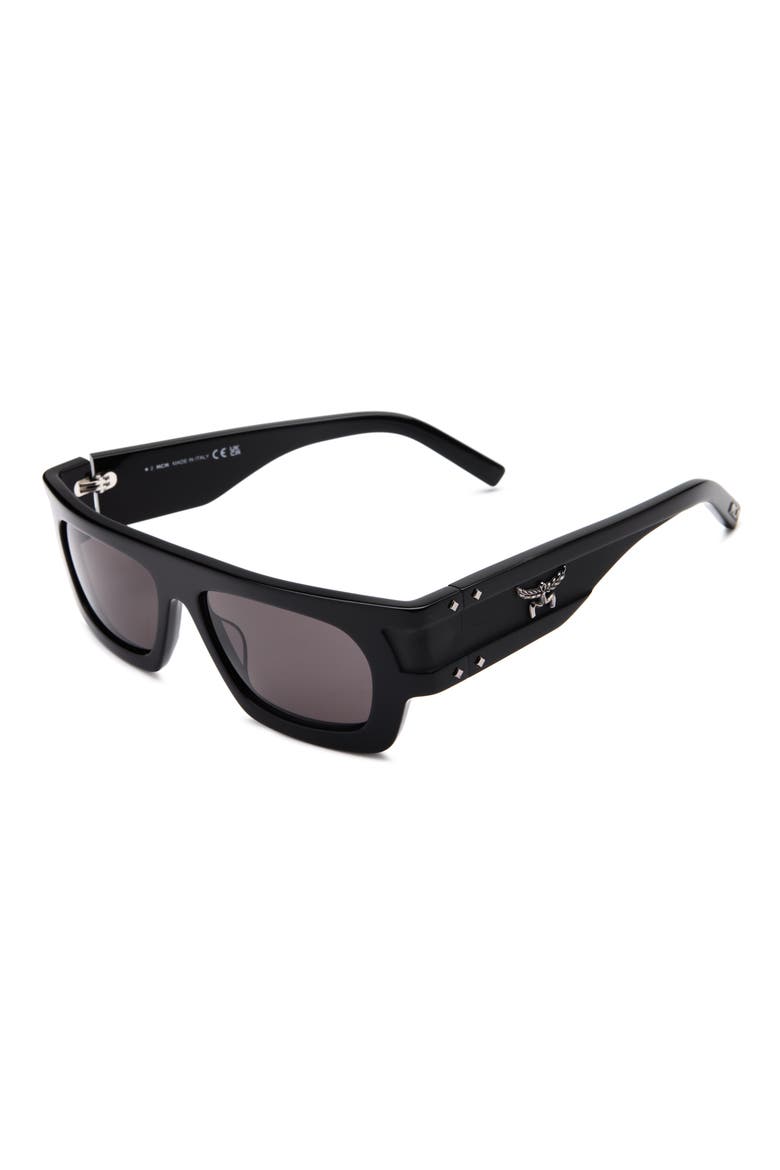 54mm Rectangular Sunglasses, Alternate, color, SHINY BLACK / SMOKE