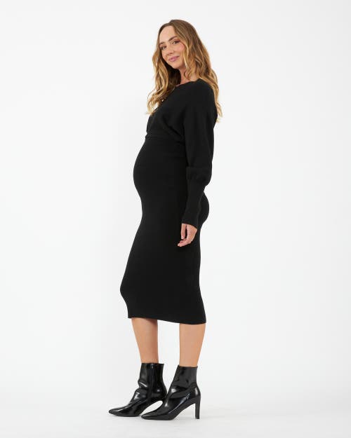 Ripe Maternity Stylish Sloane Black Knit Dress For Maternity And Nursing In Black