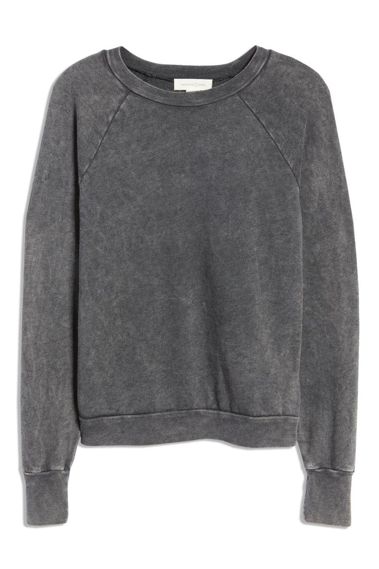 Garment Dyed Raglan Sleeve Sweatshirt, Alternate, color, BLACK