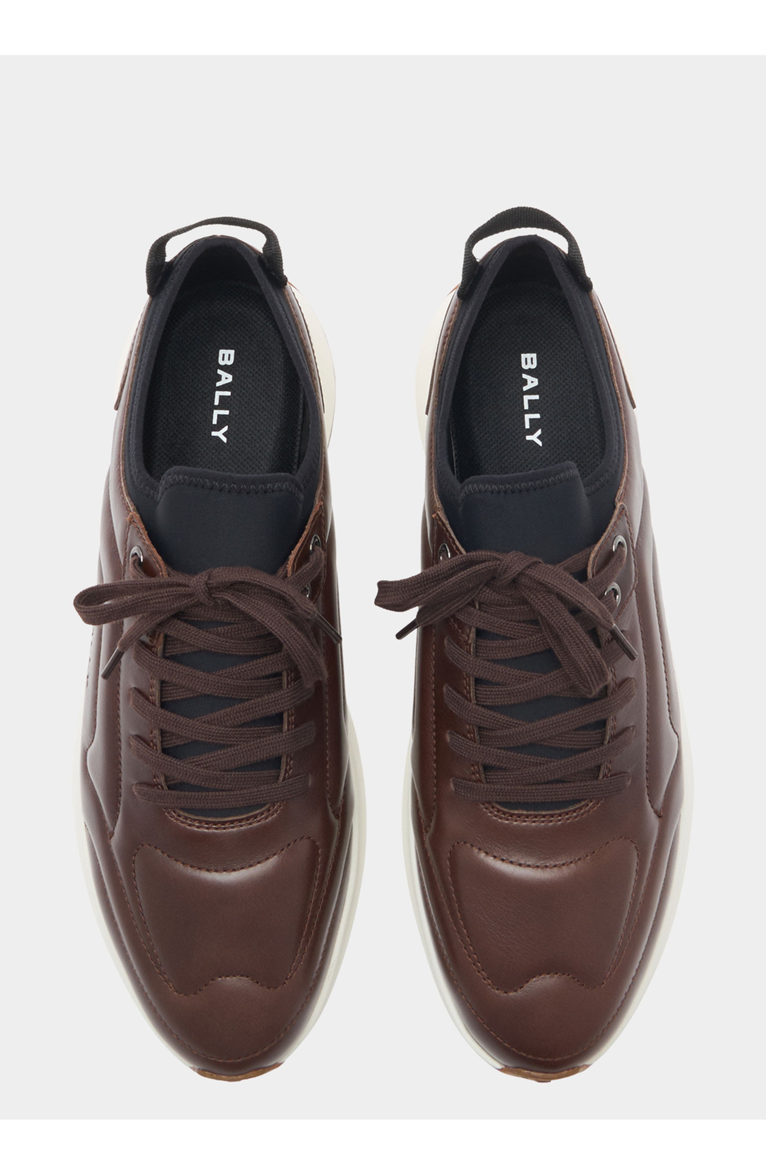 Bally Leather Outline Sneaker, Alternate, color, Brown