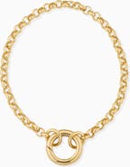 Oradina 14K Yellow Gold Rimini Rolo Connector Bracelet