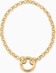 Oradina 14K Yellow Gold Rimini Rolo Connector Bracelet