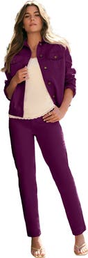 Roaman's Plus Size Classic Stretch Denim Jacket