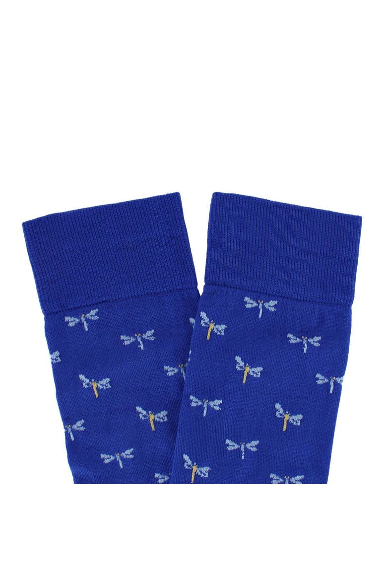 Renewal Dragonfly Novelty Over The Calf Pima Cotton Dress Sock, Alternate, color, Clematis Blue