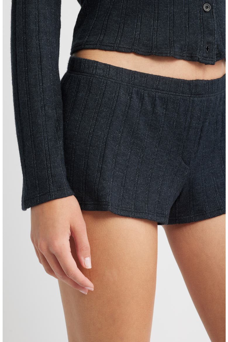 The Luna Low Rise Rib Cashmere Blend Shorts, Alternate, color, BLACK