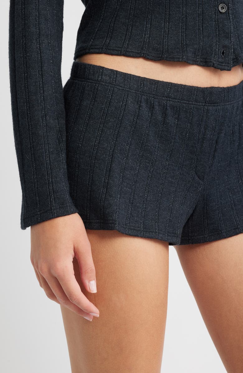 Bella Venice The Luna Low Rise Rib Cashmere Blend Shorts, Alternate, color, Black