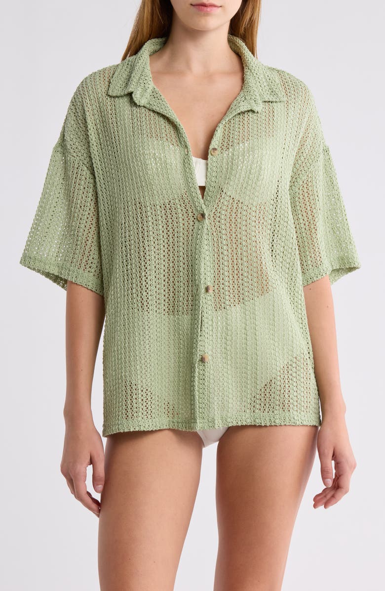 Billabong Largo Open Stitch Cover-Up Shirt, Main, color, 