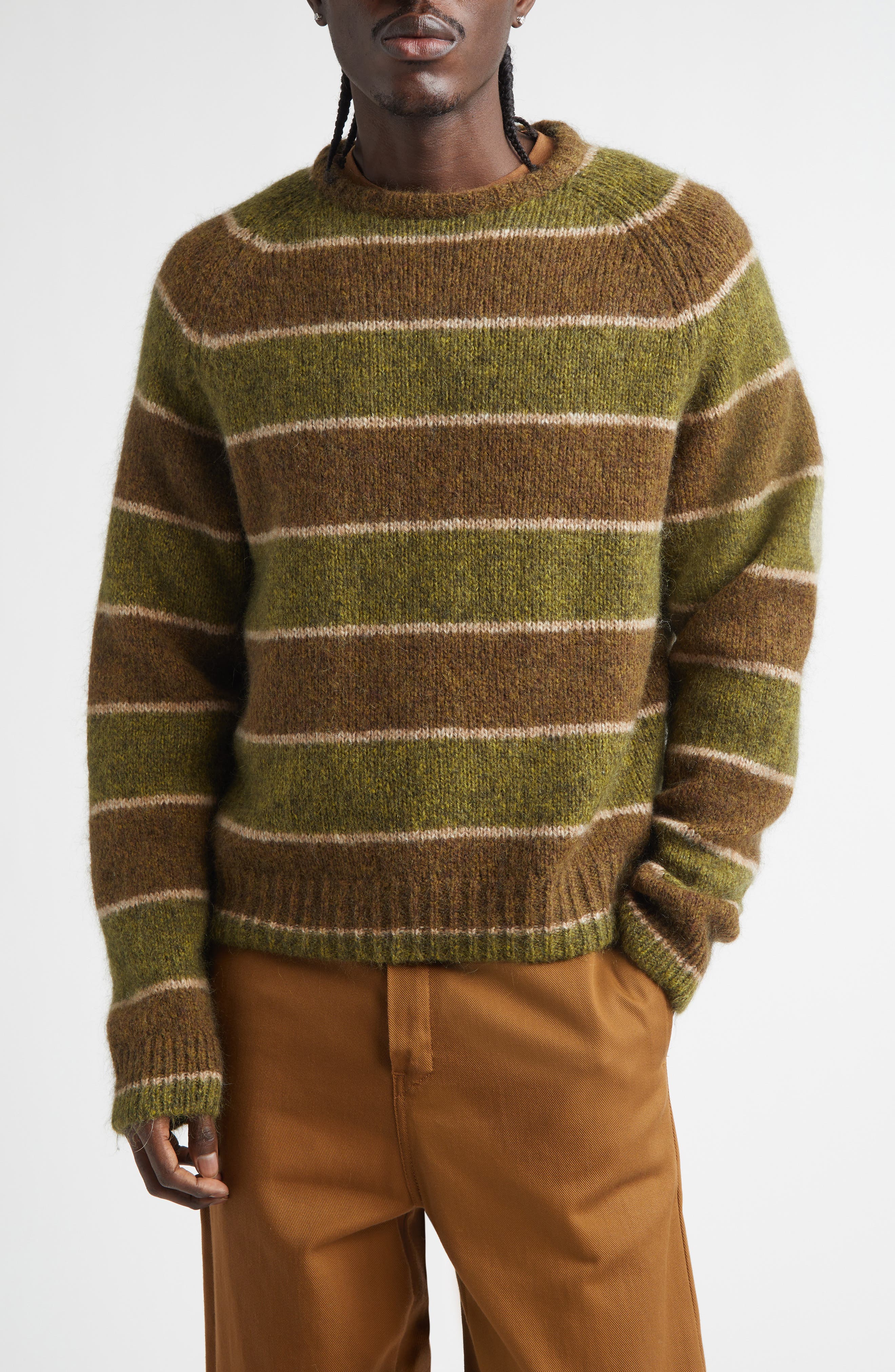 Stripe Ragaln Sleeve Mohair & Wool Blend Sweater (Men) | Nordstrom