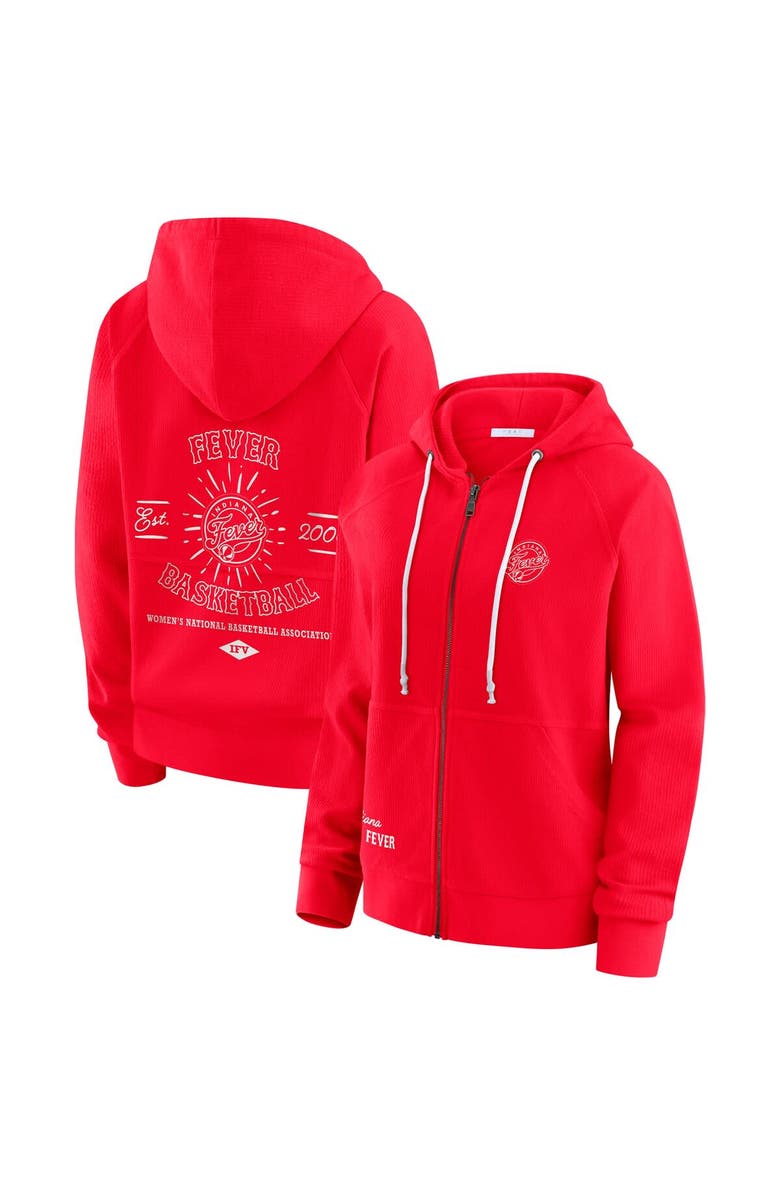 WEAR by Erin Andrews Women's WEAR by Erin Andrews Red Indiana Fever Vintage Full-Zip Raglan Hoodie, Main, color,