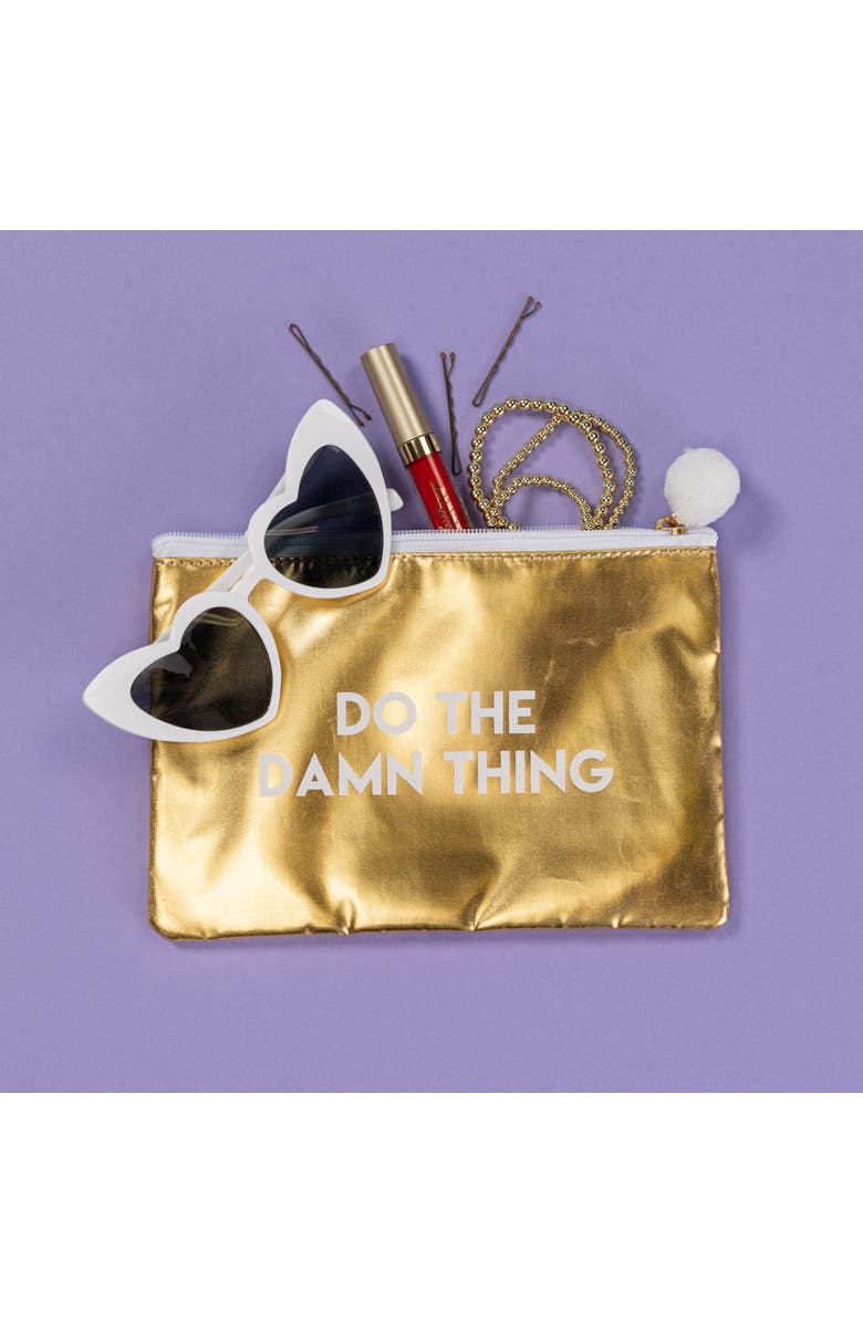 Totalee Gift Do The Damn Thing Gold Cosmetic Bag Polyester Gold, Alternate, color, Gold