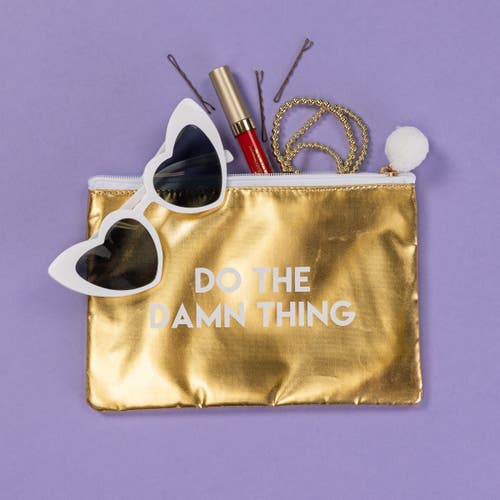 Totalee Gift Do The Damn Thing Gold Cosmetic Bag Polyester Gold In Gold
