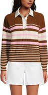 Lands' End Drifter Rugby with Woven Collar Sweater