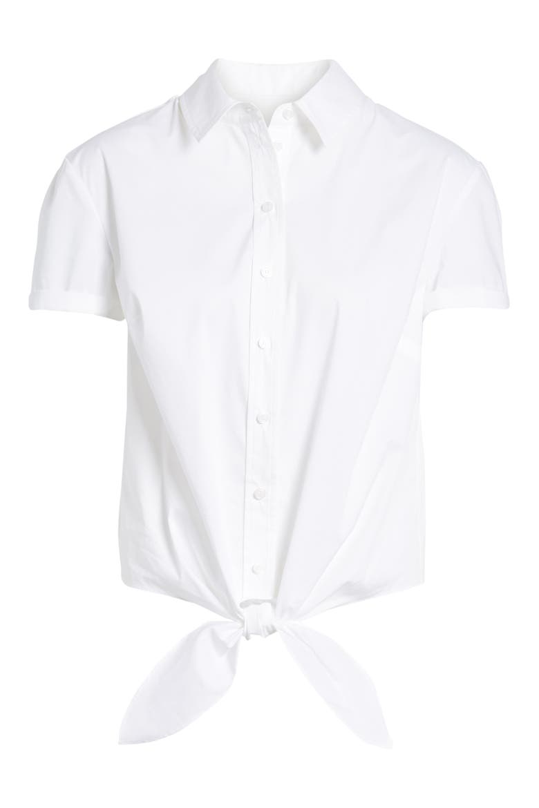 Tie Front Poplin Shirt, Alternate, color, WHITE