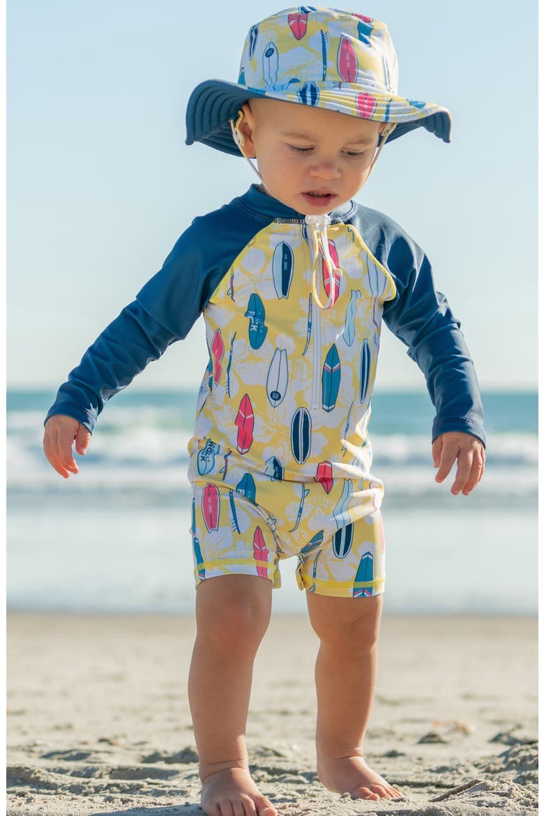 Kids' Rock the Board One-Piece Rashguard Swimsuit, Alternate, color, YELLOW