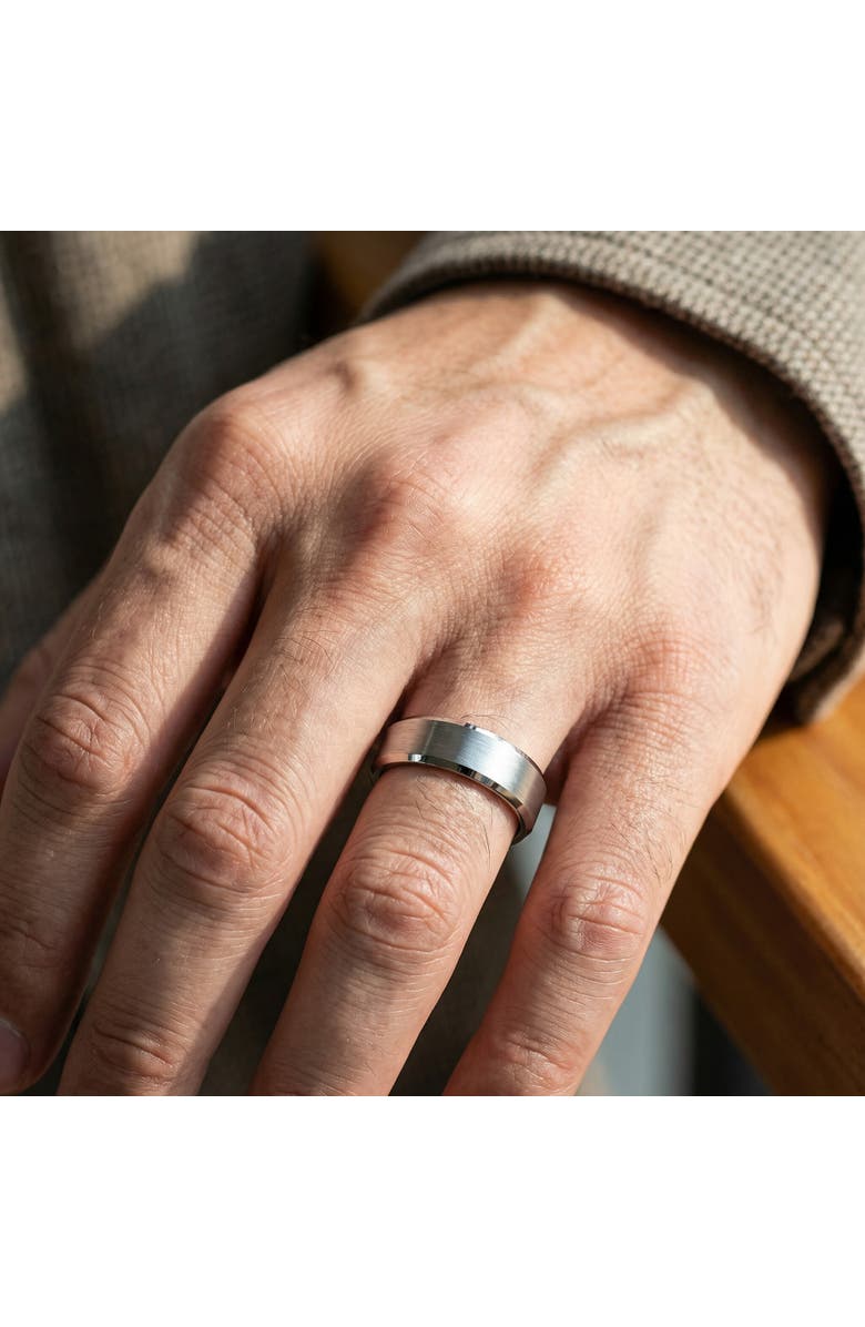 Bliss Diamond Men's Brushed Tungsten 7mm Beveled Comfort Fit Ring Wedding Band, Alternate, color, Tungsten