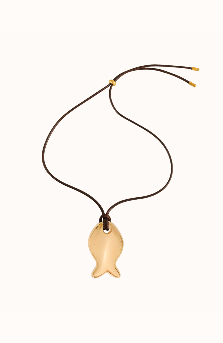 Joiana Jewelry Gold Fishie Pendant Necklace, Main, color, Brown