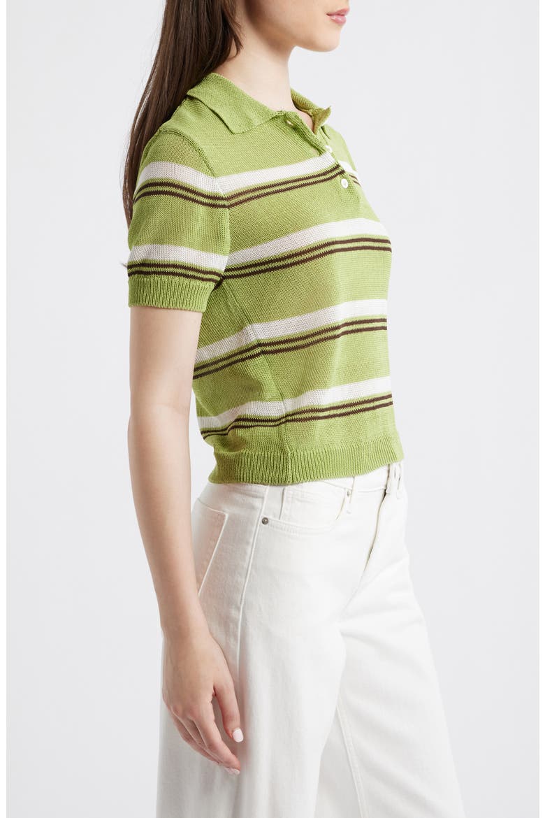 Stripe Jersey Polo Sweater, Alternate, color, GREEN