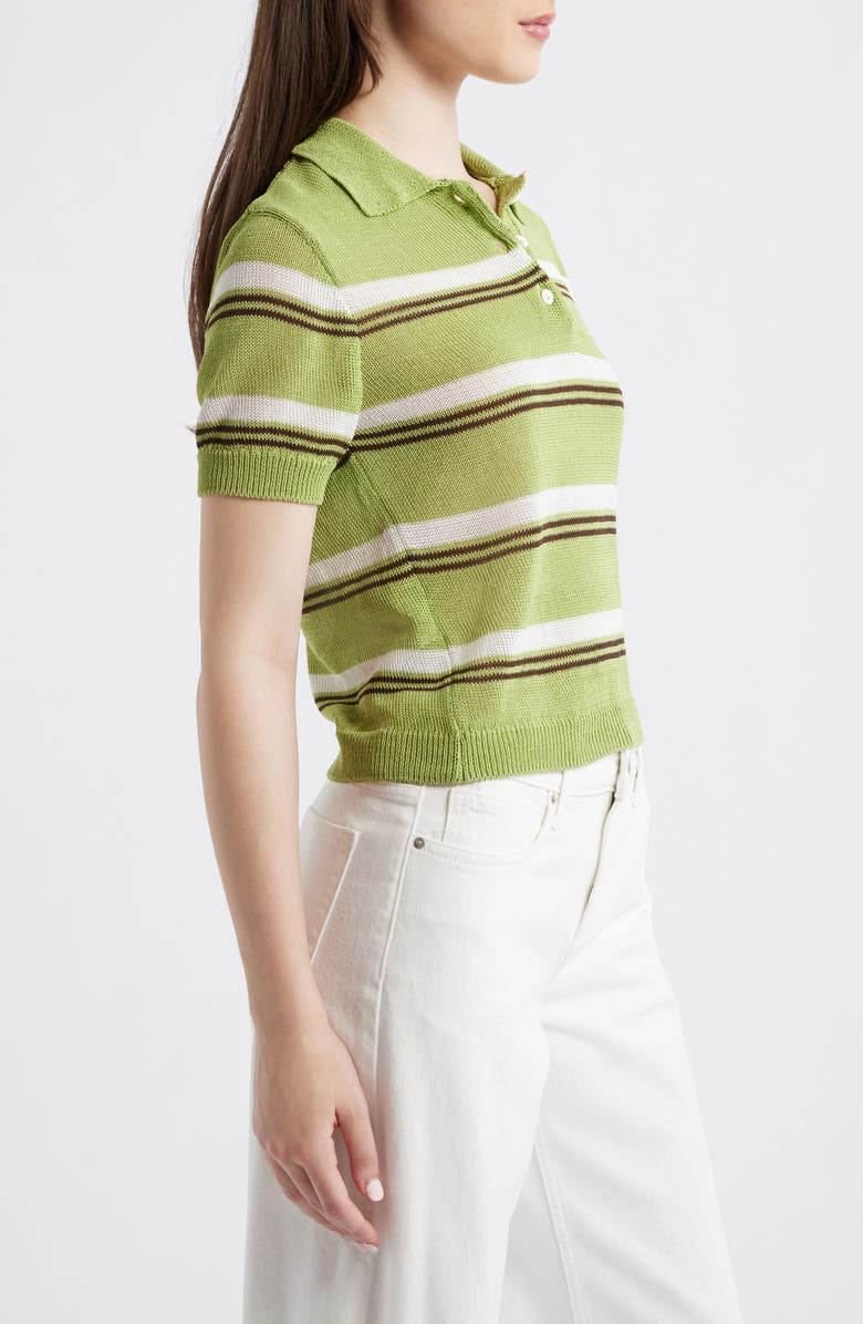 MANGO Stripe Jersey Polo Sweater, Alternate, color, Green