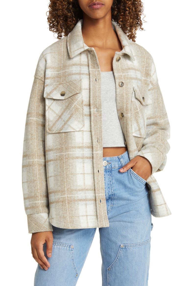 Plaid Shacket, Main, color, TAUPE COMBO PLAID