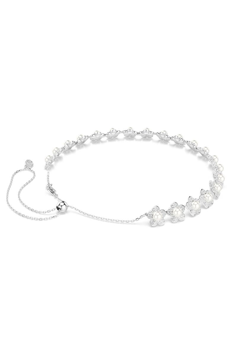 Swarovski x Ariana Grande Crystal Faux Pearl Choker Necklace, Alternate, color, Silver/ White