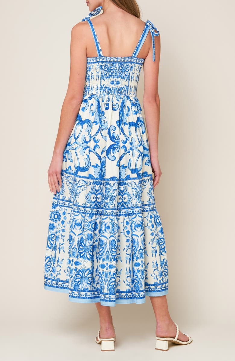 FLYING TOMATO Sweetheart Neck Bow Tie Strap Maxi Dress, Alternate, color, Blue / Combo