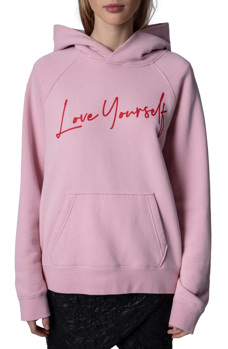 Zadig & Voltaire Georgy Love Yourself Cotton Blend Graphic Hoodie, Main, color,