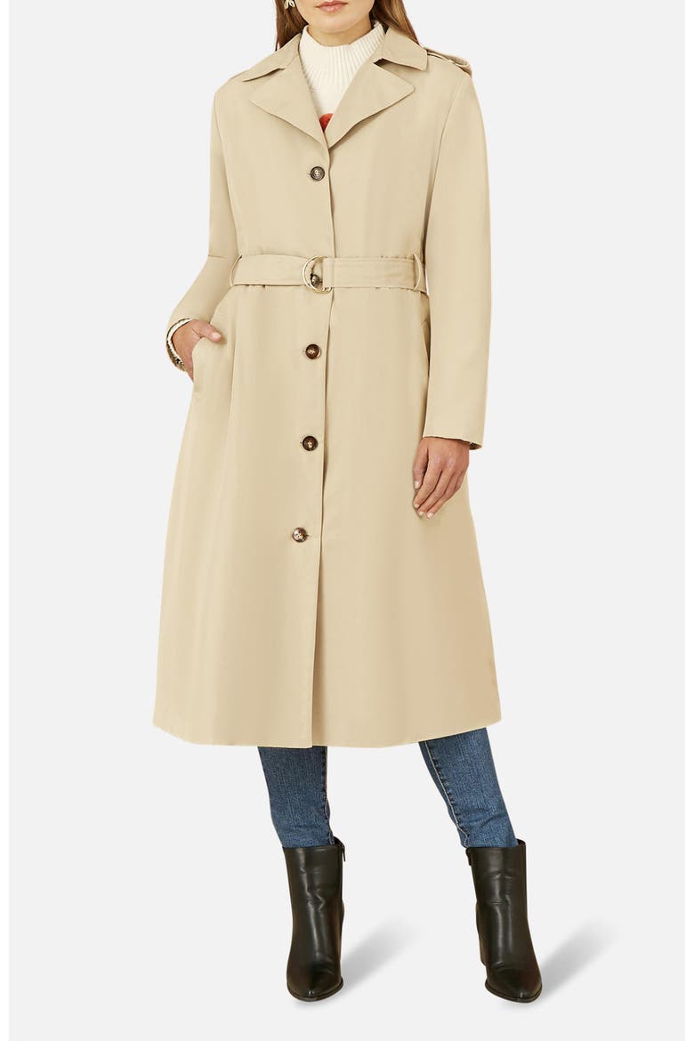 Collared Neck Belted Trench Coat, Alternate, color, Brown