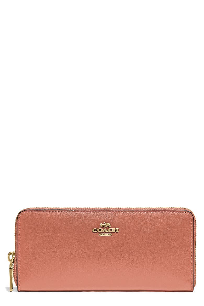 Slim Leather Zip Wallet, Main, color, CANDY PINK