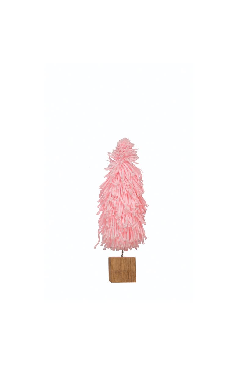Storied Home Fabric Yarn Tree with Wood Block Base, Pink, Main, color, Pink