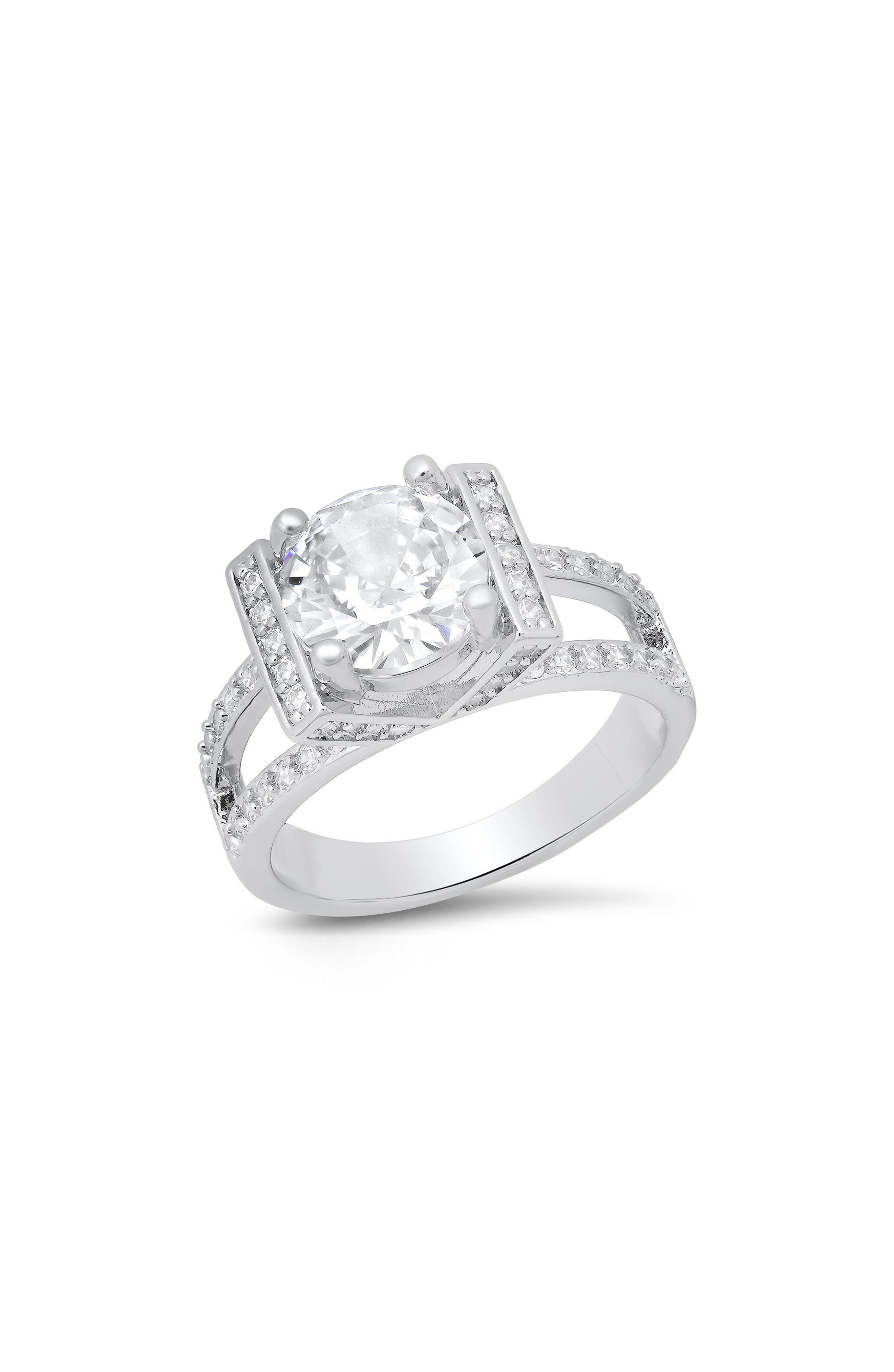 HMY JEWELRY Cushion Cut Simulated Diamond Pavé Ring