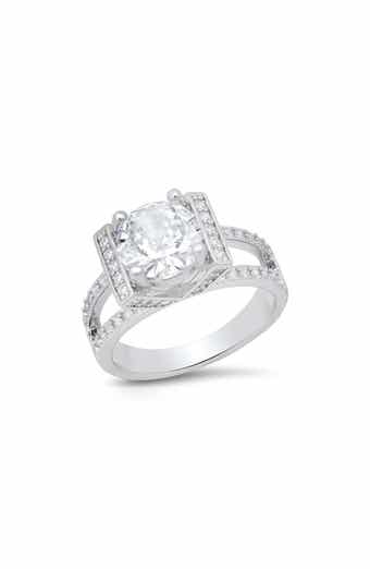 HMY JEWELRY Cushion Cut Simulated Diamond Pavé Ring