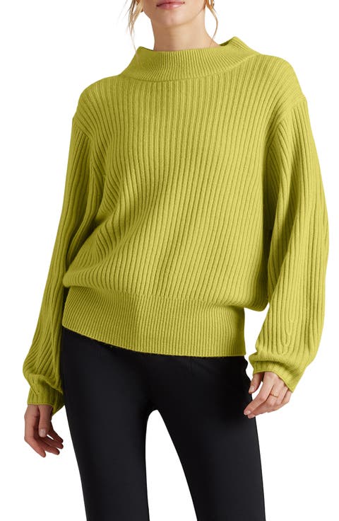 Mock Neck Cashmere & Wool Rib Sweater
