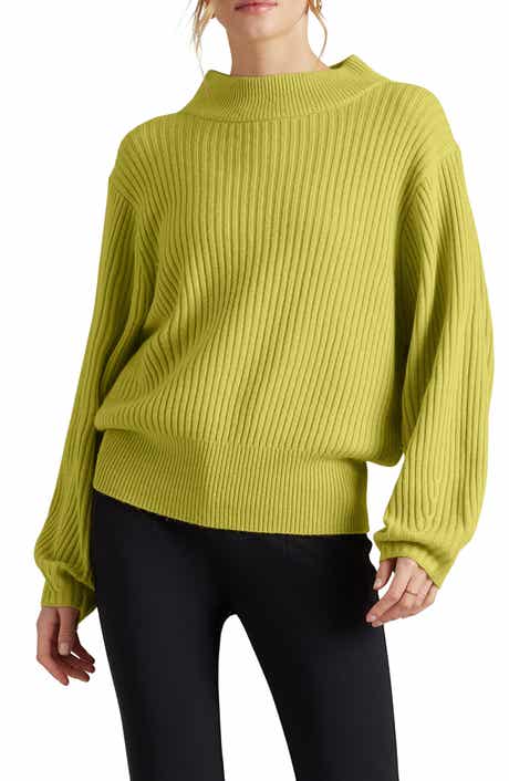 Mock Neck Cashmere & Wool Rib Sweater
