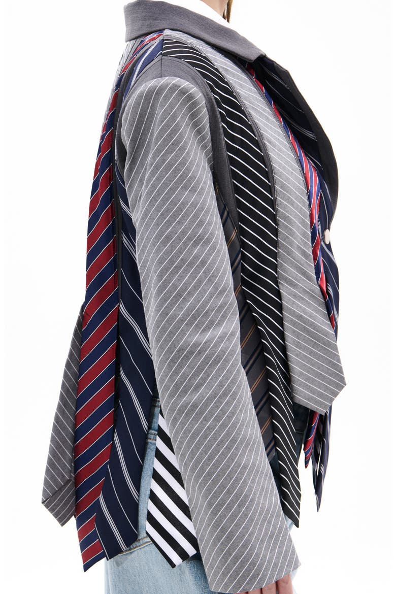 Satin Tie Blazer, Alternate, color, BLUE MULTI