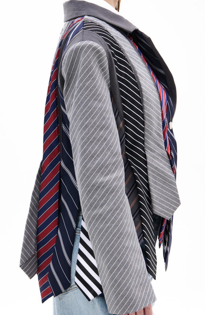 AZALEA WANG Satin Tie Blazer, Alternate, color,