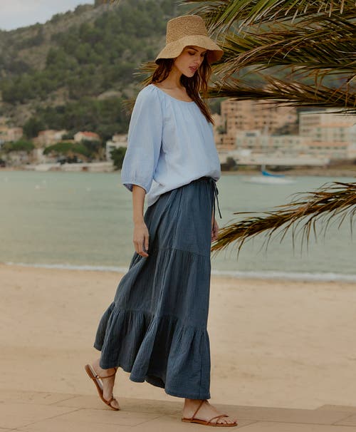Pact Organic Cotton Coastal Double Gauze Tiered Maxi Skirt