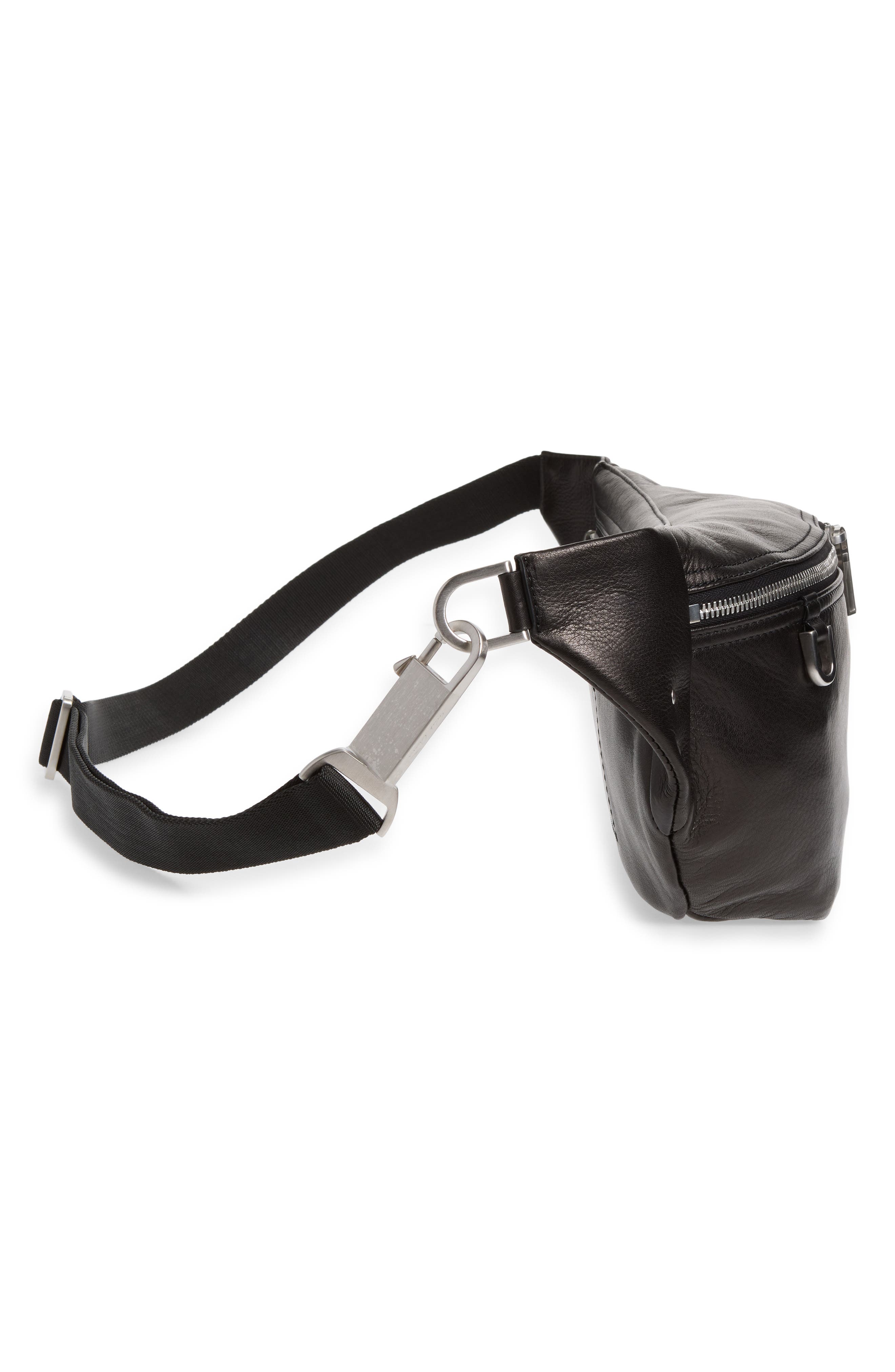 Leather Belt Bag, Alternate, color, BLACK
