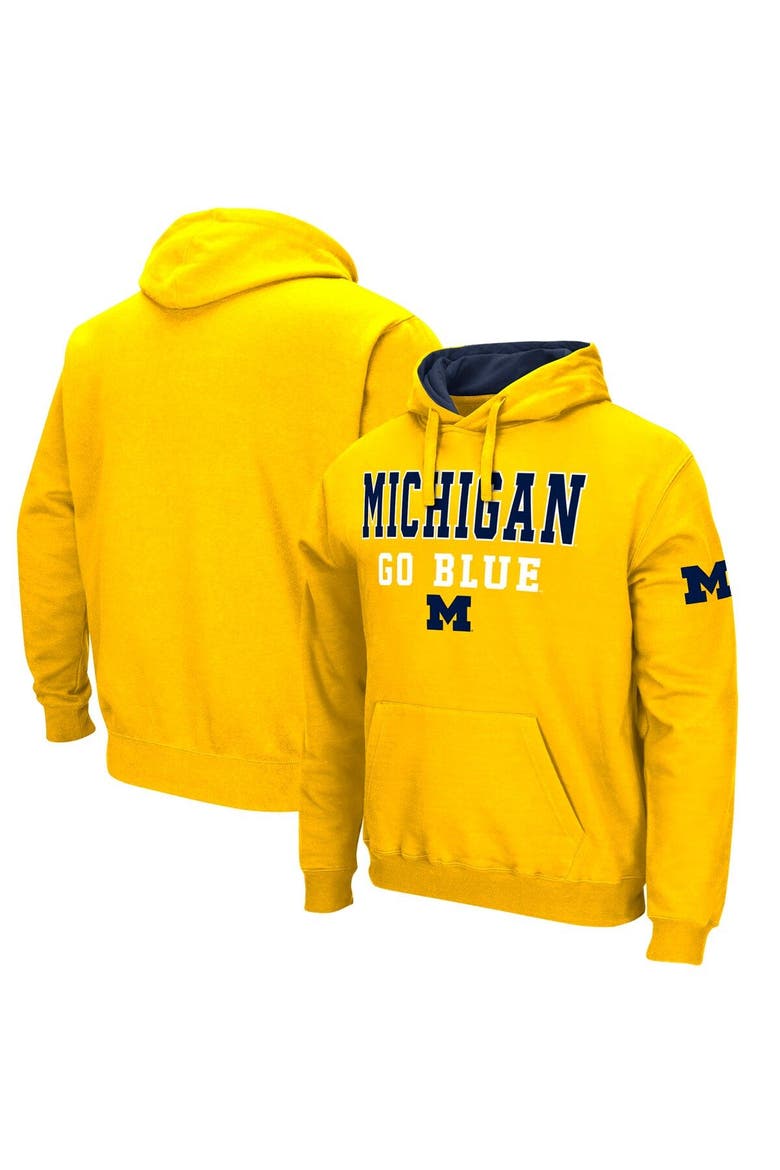 Men's Colosseum Maize Michigan Wolverines Sunrise Pullover Hoodie, Main, color, Maize