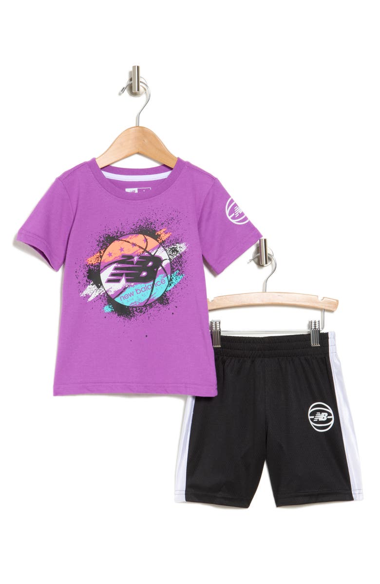 New Balance Kids' Graphic T-Shirt & Basketball Shorts, Main, color, 
