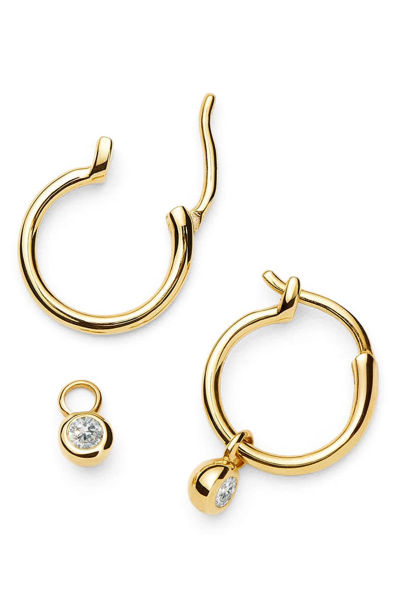 Missoma Tennis Charm Mini Hoop Earrings, Alternate, color, Gold