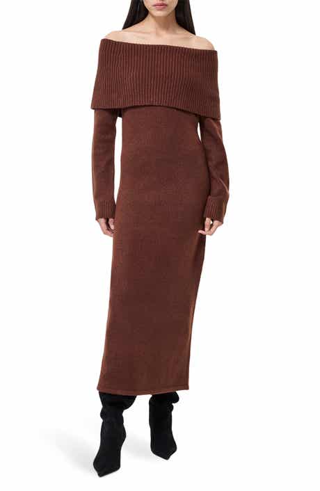 French Connection Emilia Off the Shoulder Long Sleeve Maxi Sweater Dress