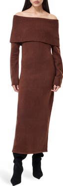 French Connection Emilia Off the Shoulder Long Sleeve Maxi Sweater Dress