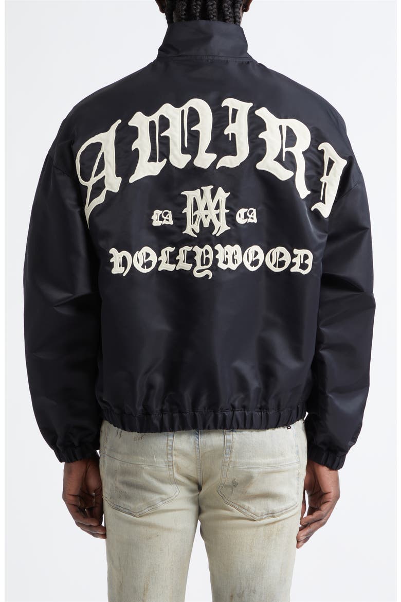 Hollywood Logo Appliqué Blouson Jacket, Alternate, color, BLACK