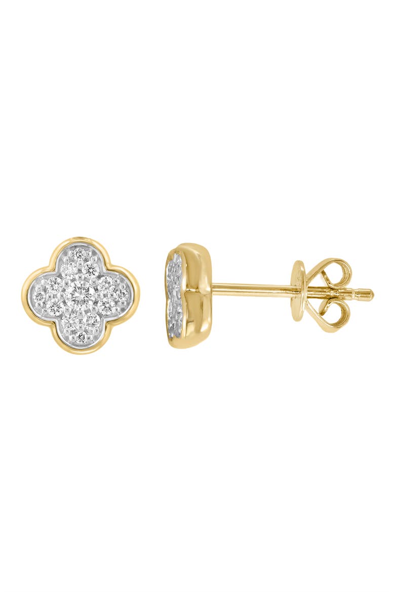 Diamond Clover Stud Earrings, Alternate, color, WHITE
