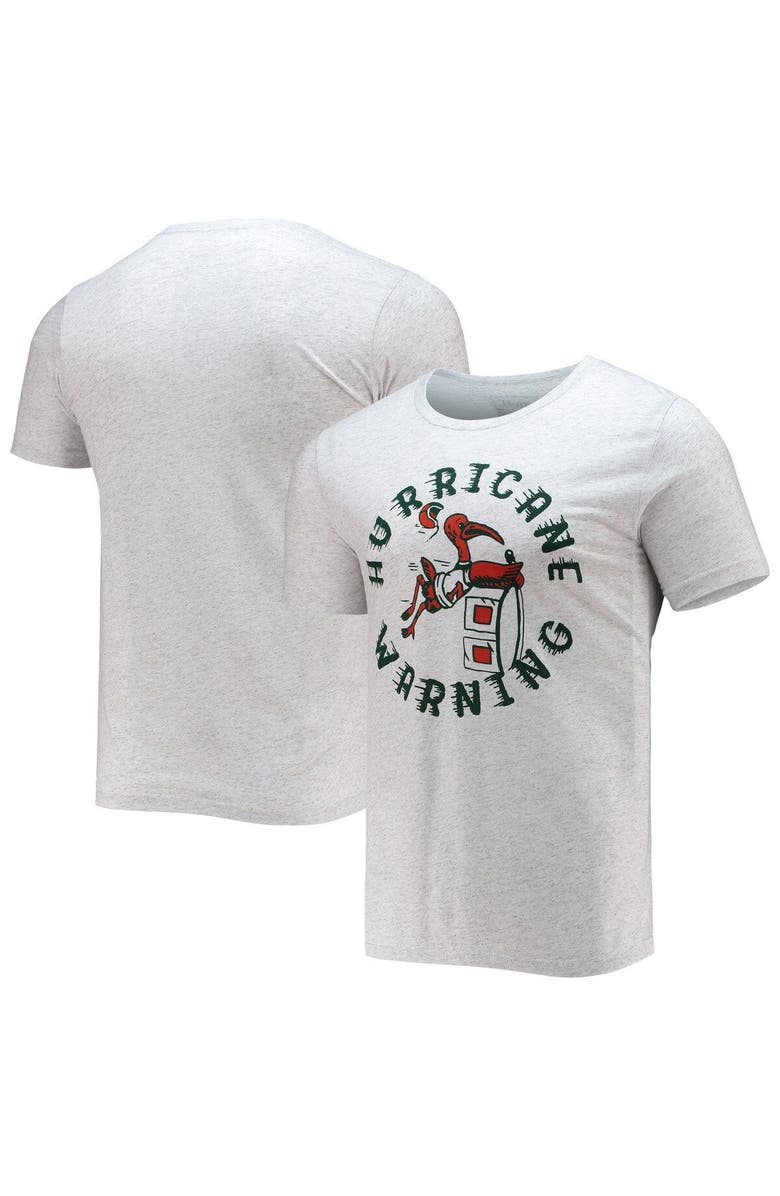 HOMEFIELD Men's Homefield Heathered Gray Miami Hurricanes Vintage Hurricane Warning T-Shirt, Alternate, color, 
