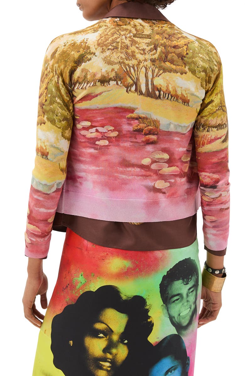 Versace The Naturist Print Silk Cardigan, Alternate, color, Multicolor