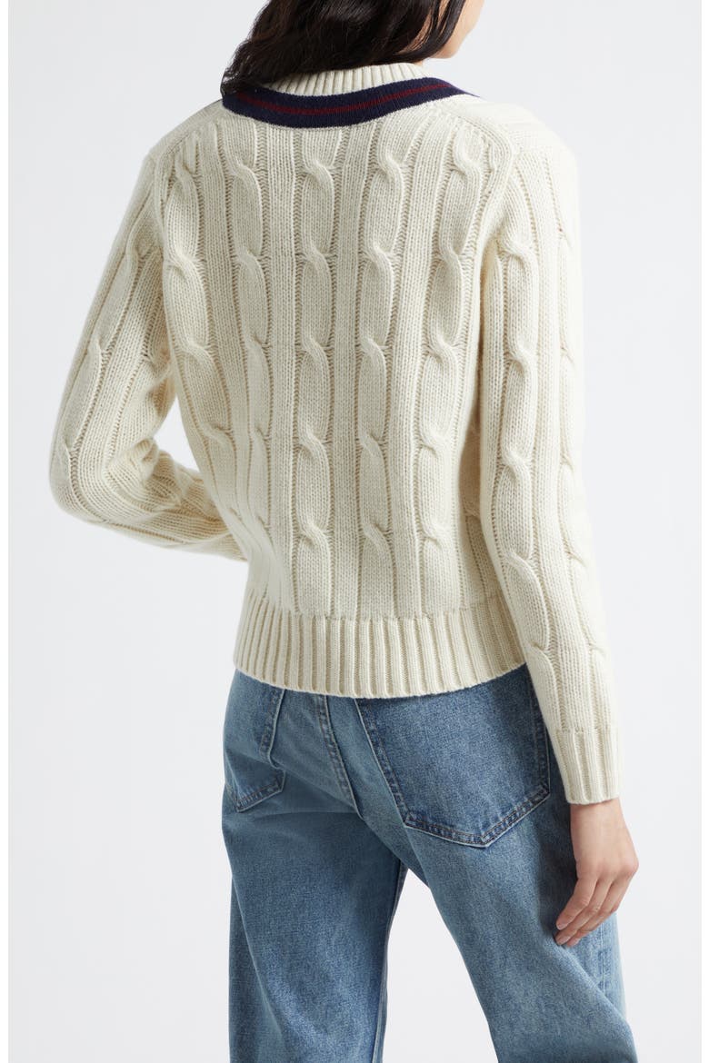 Fabiana Cable Wool Tennis Sweater, Alternate, color, IVORY