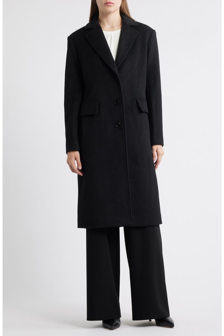 Fitted Longline Coat, Main, color, BLACK
