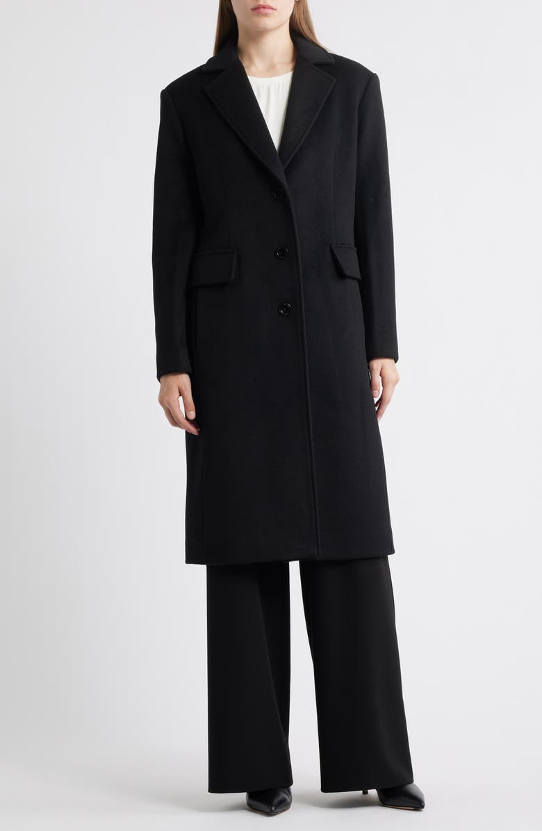Michael Kors Fitted Longline Coat, Main, color, Black